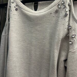 I. N. C. Embellished Gray Sweater